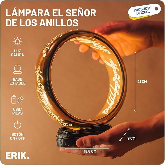 SEÑOR DE LOS ANILLOS, EL: LAMPARA ANILLO UNICO CON USB-C ONE RING (ILUMINACION LED) [CAJA] | Akira Comics  - libreria donde comprar comics, juegos y libros online
